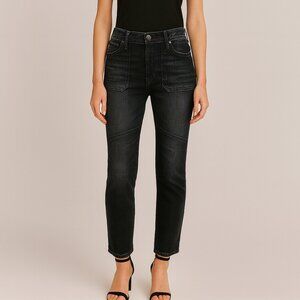 CLOSED Francesca Moto Cropped Jeans Women’s Size 24 Black Denim Altered Hem